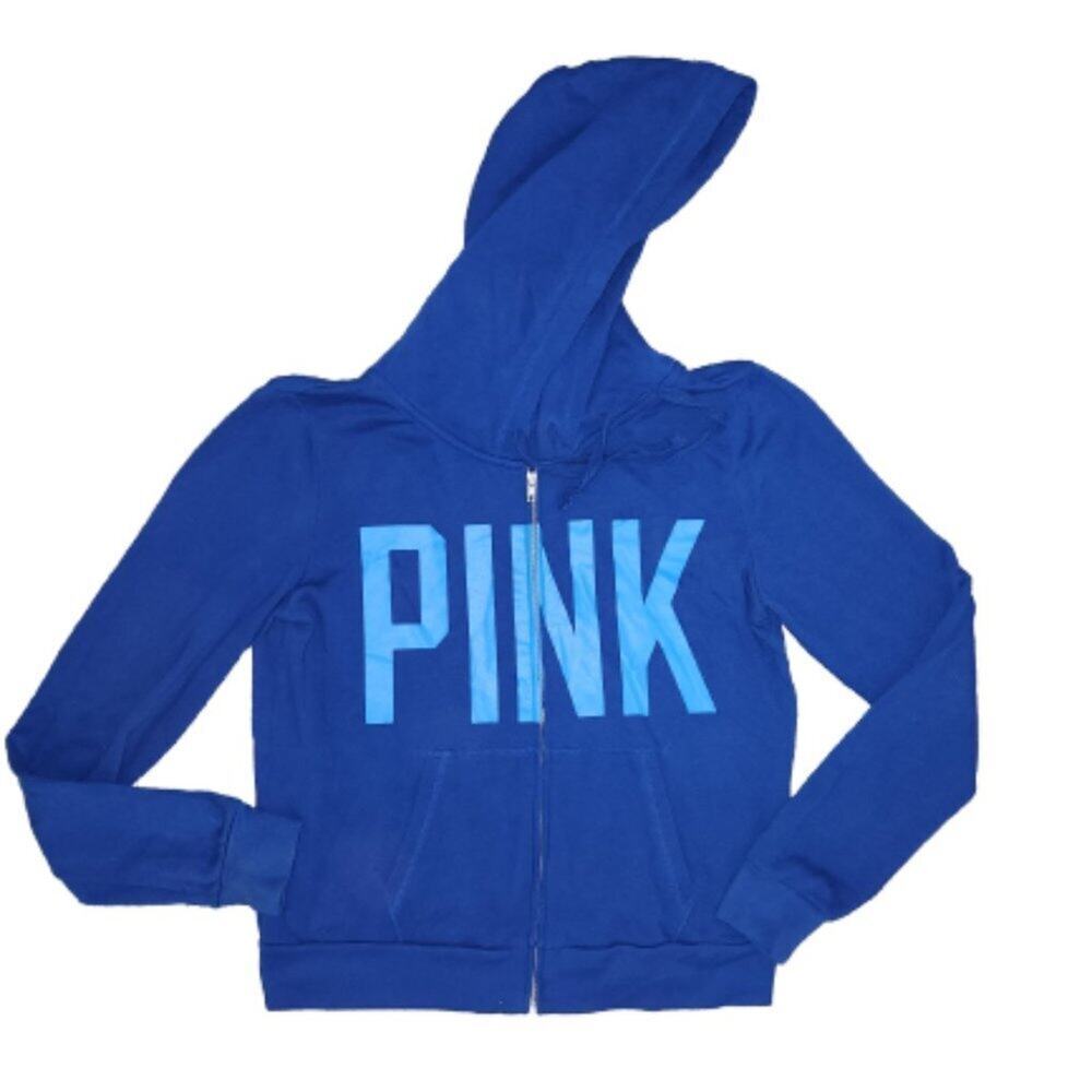 VS Pink Royal Blue Zip Up Hoodie || Large